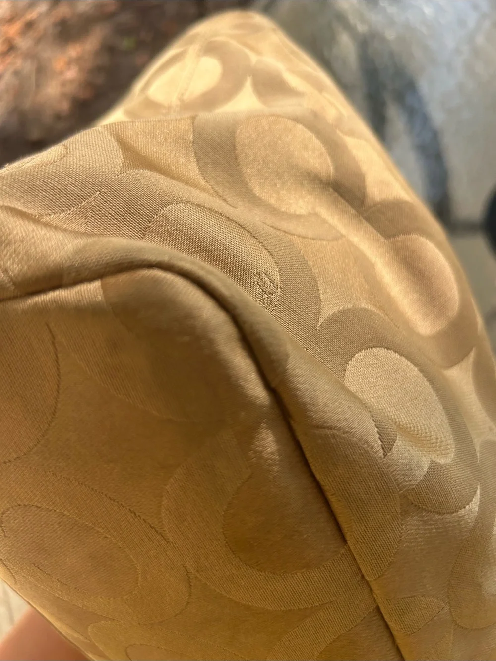Coach 20481 Signature Jacquard Metallic Gold Chain Strap Tote Bag